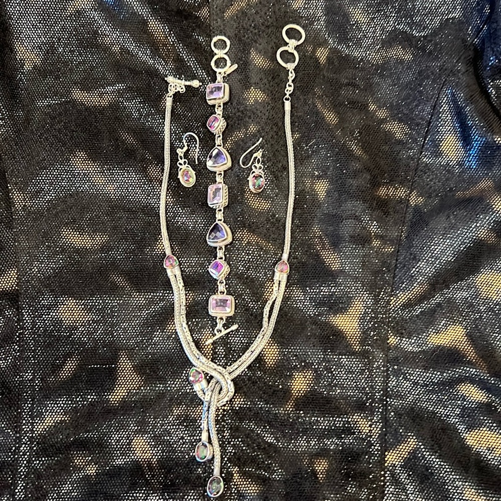 925 STERLING SILVER HANDCRAFTED/HAMMERED MATCHING NECKLACE, BRACELET & EARRINGS